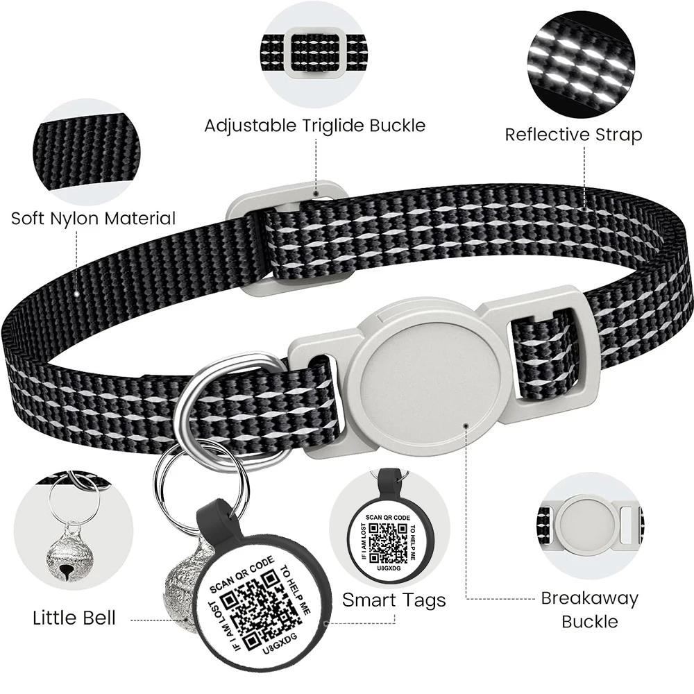 Ошейник для кошек с идентификационной биркой QR-кода и именем звонка Аксессуары
