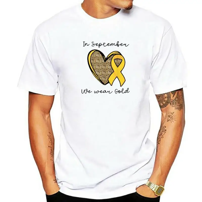 

In September We Wear Gold Rainbow Childhood Cancer Awareness T-Shirt Woman Graphic T Shirts