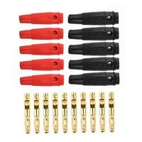10pcs 4mm wire welded pvc gold plated male banana plug jack connector black red facotry online wholesale gold plate plugs