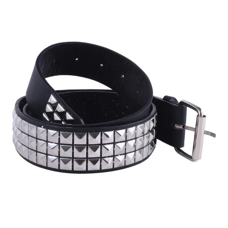 2023 new luxury square bead rivet belt metal pyramid straps men and women punk rock hardware jeans designer female waist belts