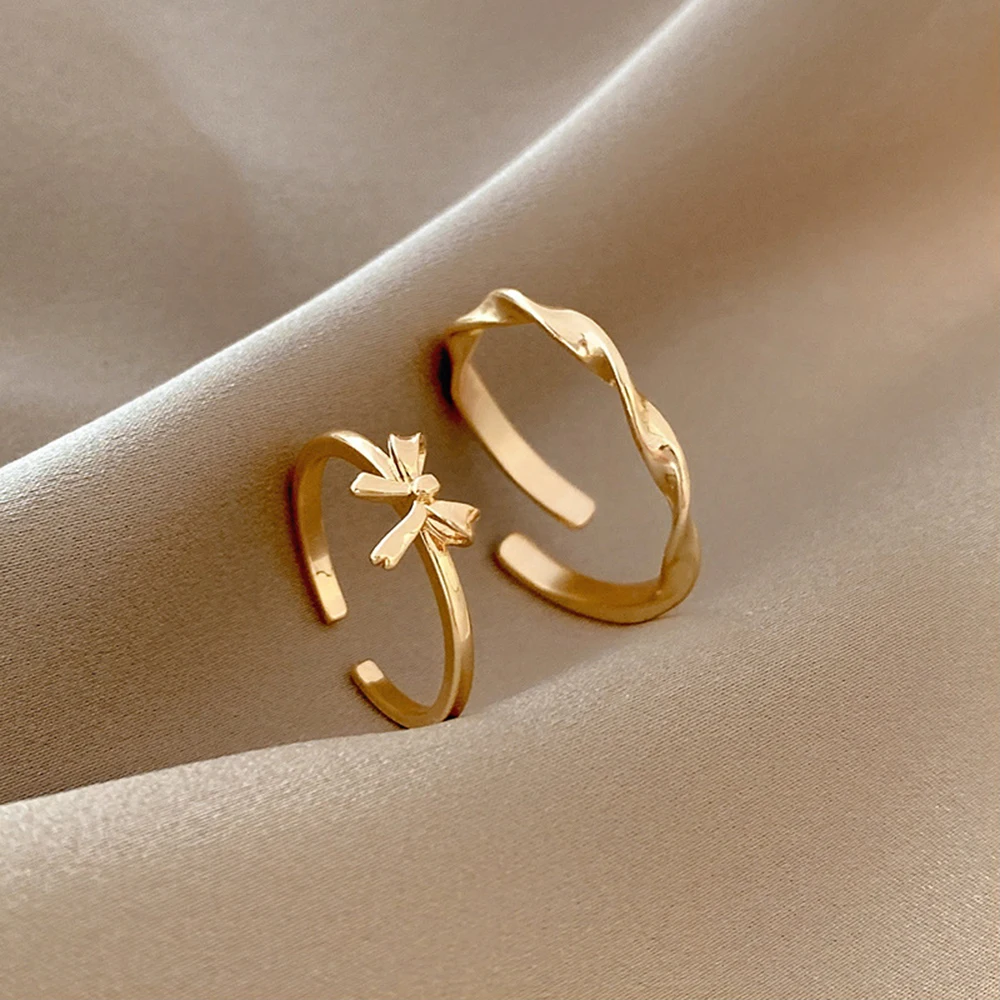 

2022 New Gold Rings Set for Women Fashion Boho Bow Moon Rings Party Gift Trend Jewelry Gift anillos mujer