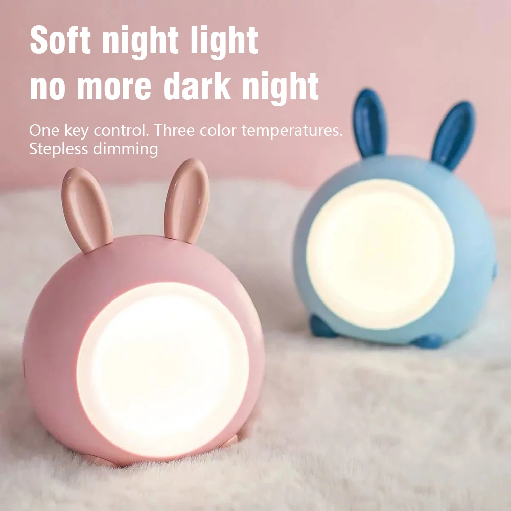 

Cute Night Light Kids Bedside Nursery Lamp Touch Control Dimmable Children Desk Lamp USB Rechargeable Small Touch Night Light