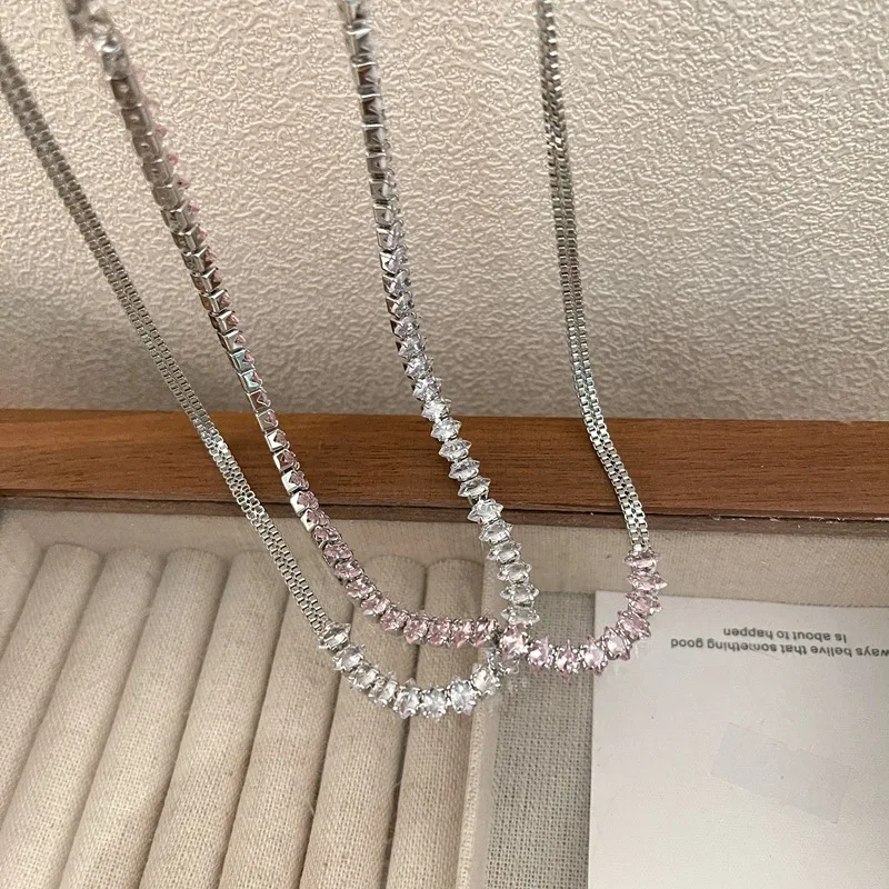 

Unique Crystal Beads Inlaid Personality Long Chain Necklace For Women Men Teen Exquisite Choker Clavicle Neck Jewelry Gift