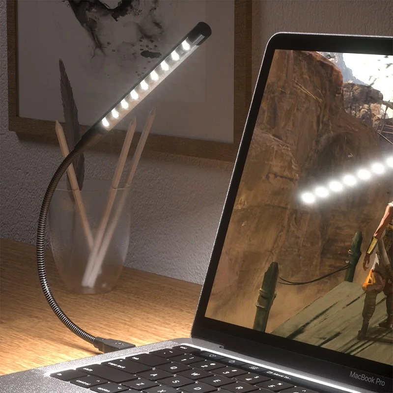 

New Metal Material Usb Led Light Lamp 10leds Flexible Book Reading Lights For Notebook Laptop Pc Computer 6 Colors
