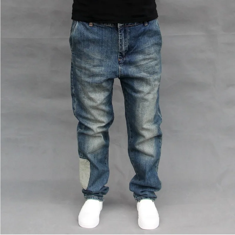 Four Seasons Harlan Jeans Mens Loose Plus Size Elastic Skateboard Pants Fashion Straight Solid Color Full Length Casual Trousers