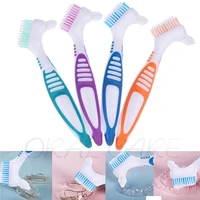 2pcs denture cleaning brush soft multi layered bristles false teeth brush oral care tool portable teeth brushes cleaning tools