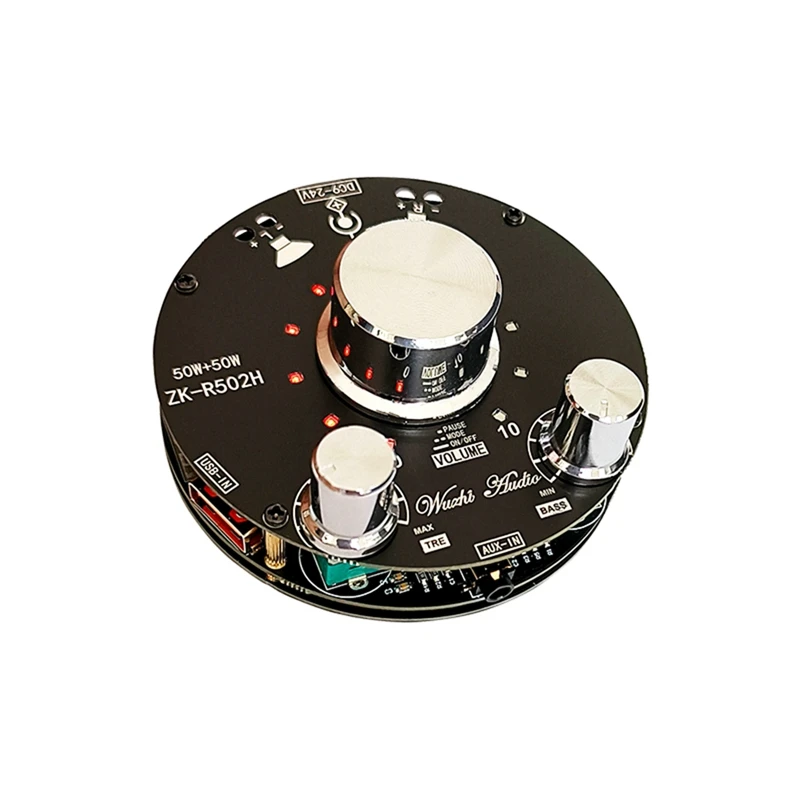 

HOT-ZK-R502H Bluetooth аудио усилитель мощности, плата модуля TPA3116D2 с высоким и низким басом 50 Вт x 2, стерео 2,0 канальный усилитель динамика