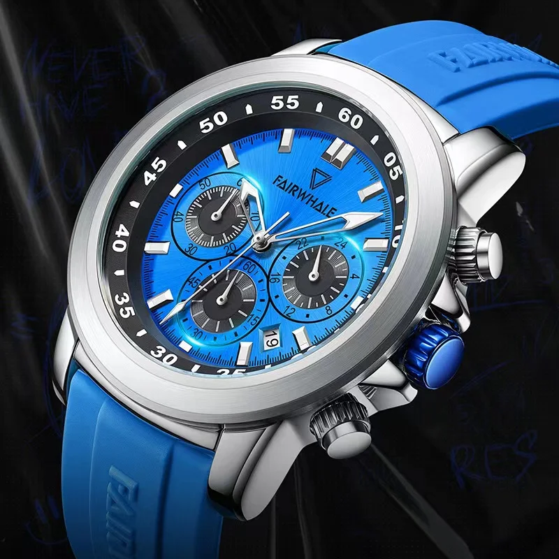 

Mark Fairwhale Sports Men's Watch Casual Fashion Quartz WristWatch Blue Silicone Straps Waterproof Clocks Boy Gift Free Shipping