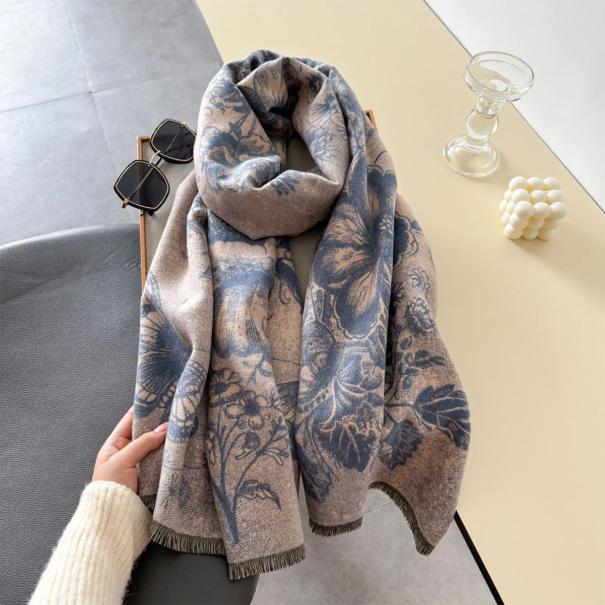 Теплая шаль женский шарф роскошное кашемировое зимнее одеяло повседневное