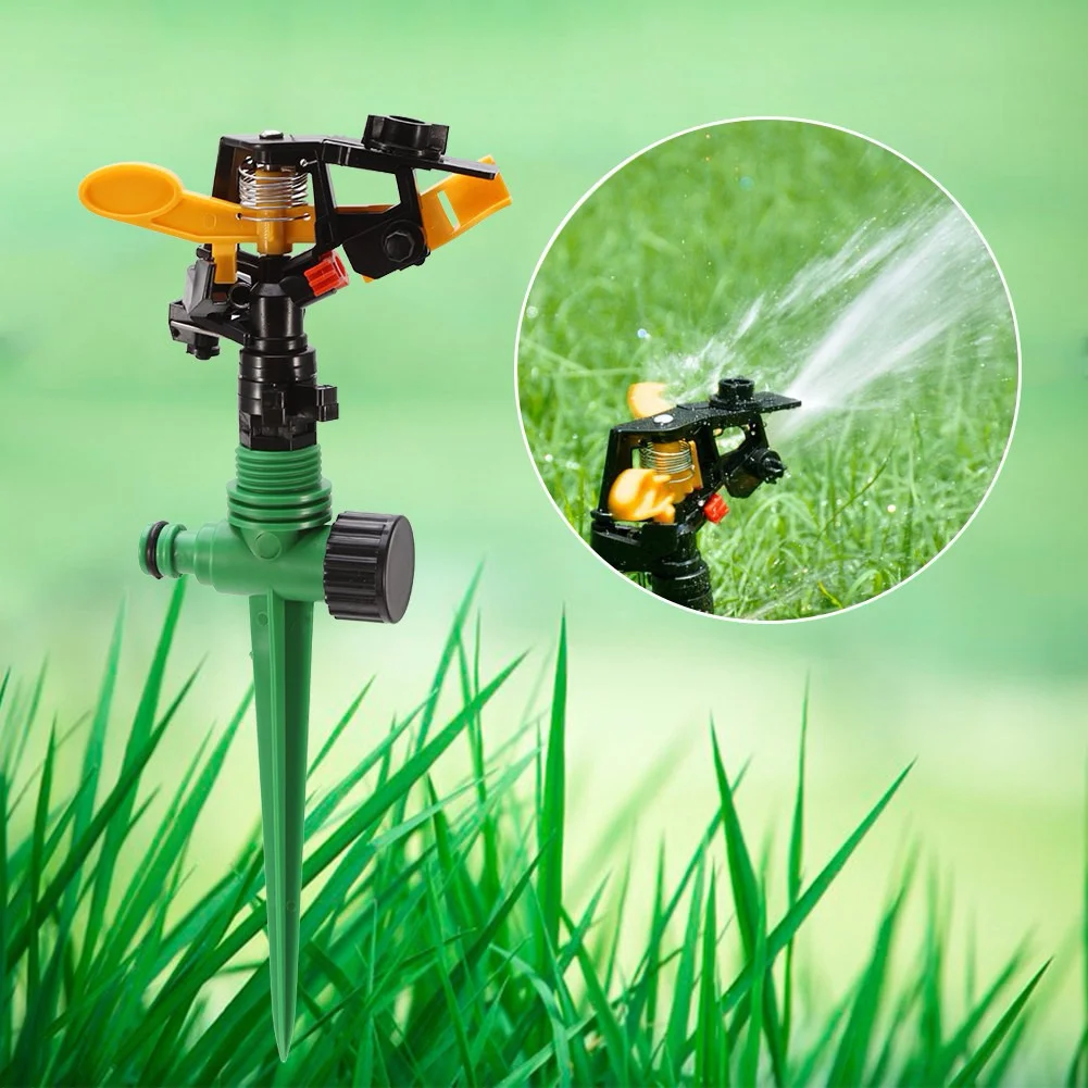 

360 Degrees Rotating Lawn Sprinkler Adjustable Spiked Rocker Impact Sprinkler Garden Agriculture Watering Irrigation Supplies
