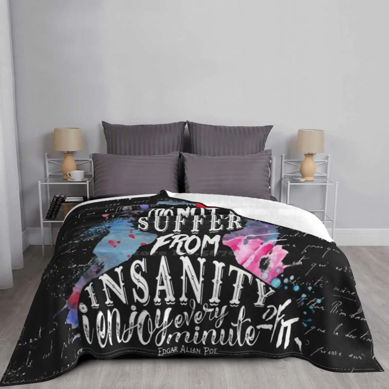 E.A.Poe - Soft Warm Throw Blanket Edgar Allan Poe Reading Book Quote Classics Reader Bookworm Booknerd