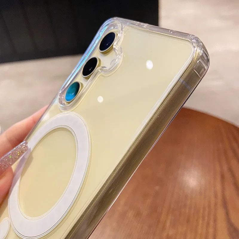 Фото Чехол S26 S25 Ultra из акрила, прозрачный, для Samsung Galaxy S26 S25 S24 Ultra Plus, магнитный, ударопрочный, тонкий, прозрачный Чехлы-накладка №4