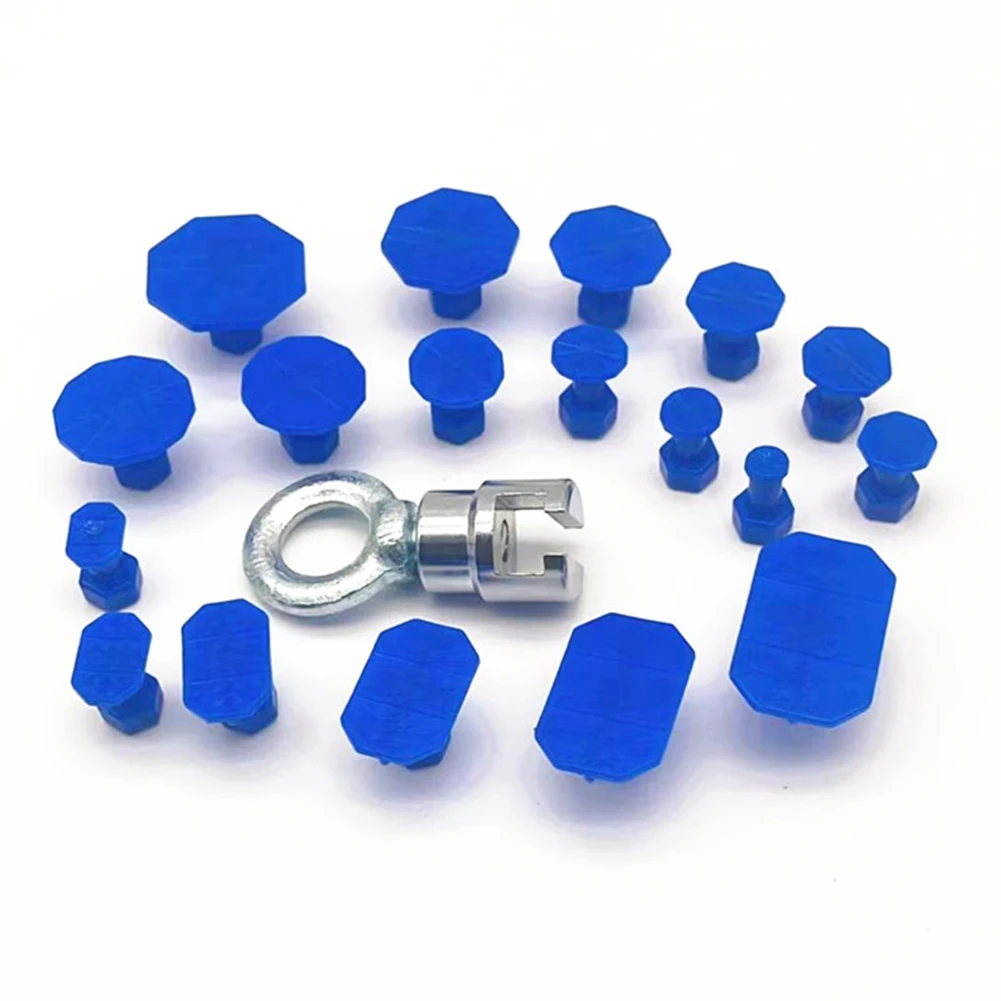 

1pc M10 Paintless Silver Alloy Dent Puller Car Body Repair Tool Sliding Hammer + 18pcs Blue Glue Tabs Dent Removel Replacement