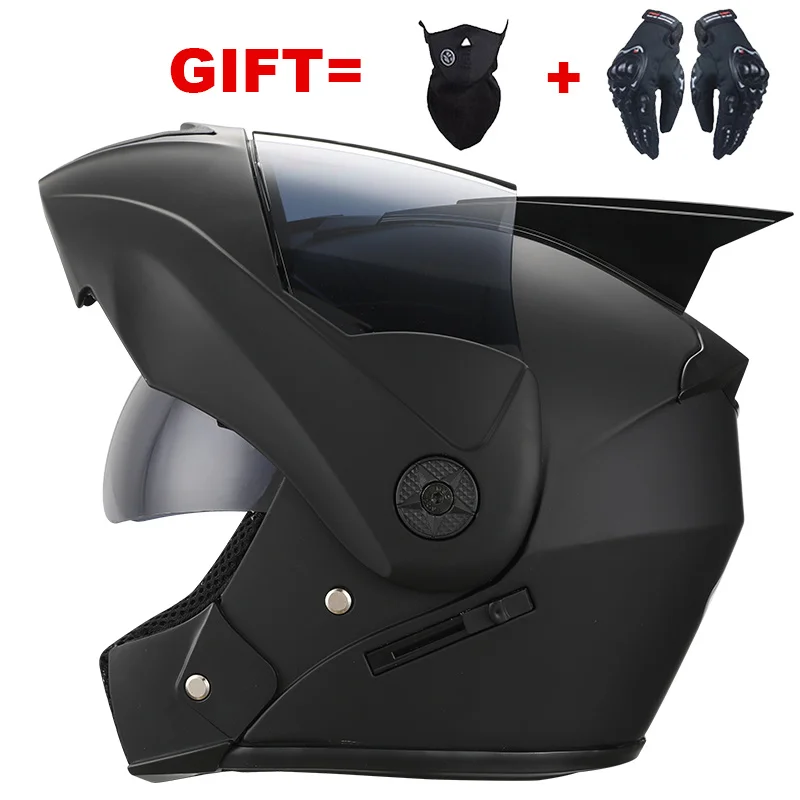

Free Shipping 2 Gifts Full Face Modular Electric Motocross Helmet Flip Up Motorcycle Helmets Dual Lens With Ear For Man Women