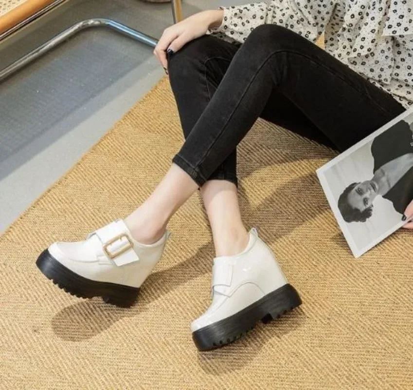 11 см модные прогулочные лоферы из натуральной кожи увеличивающие рост женские