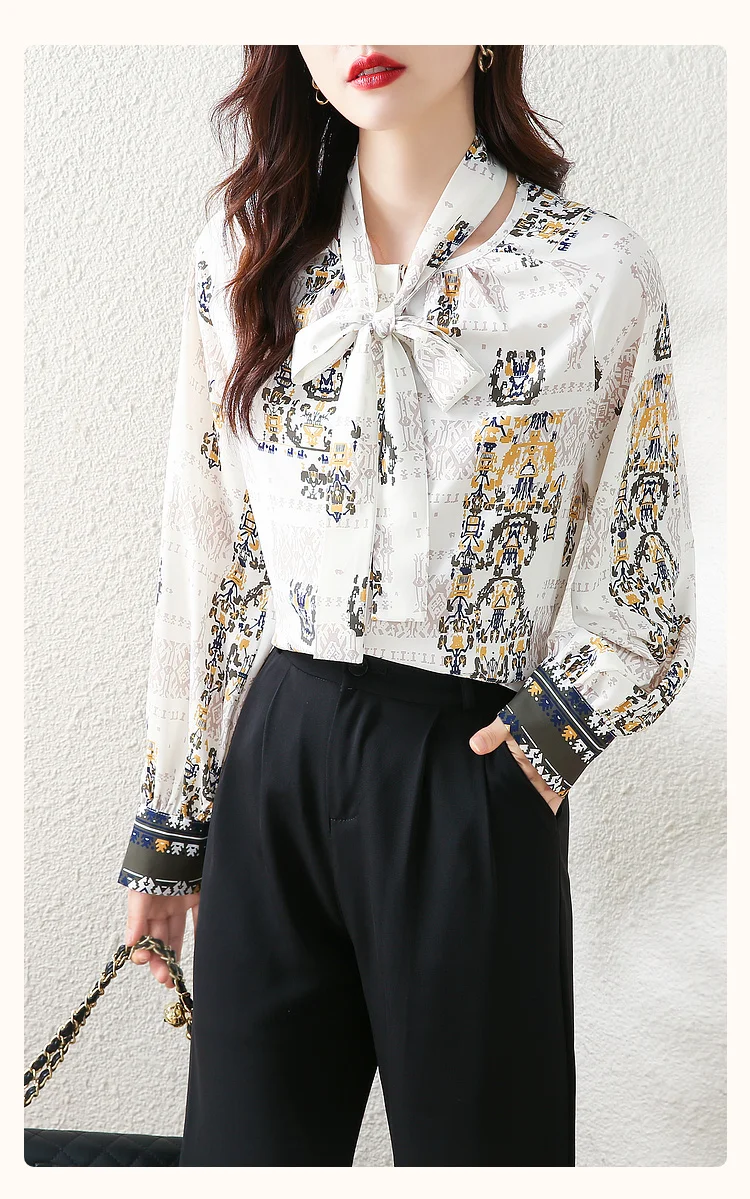 FANIECES Элегантная женская рубашка с воротником-бабочкой весна-лето шифоновая