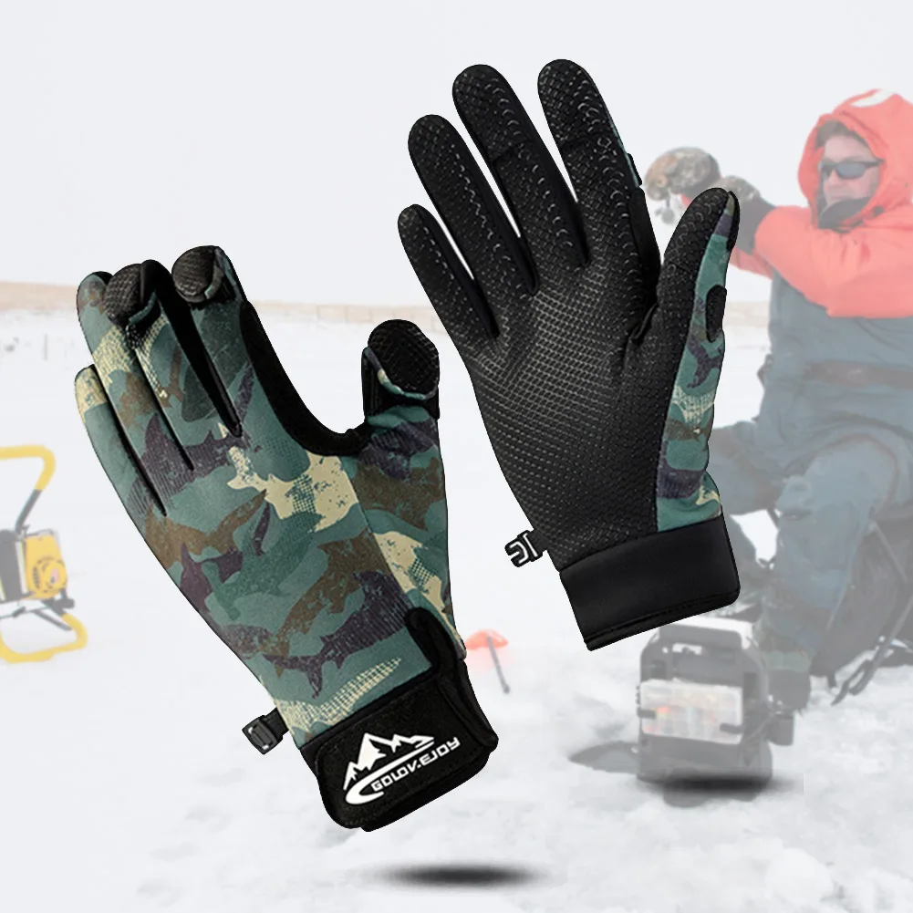 

1 Pair Fish Angling Gloves 3 Fingers Flip Fleece Lure Fishing Gloves Anti-Slip Warm Winter Wear-resistant for Cycling Riding