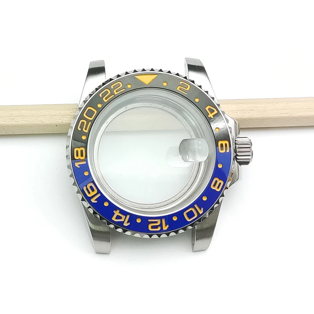 40mm Case Clear Water Resistant Stainless Steel GMT Bezel Sapphire Glass Men's Watch Accessories Fits NH35 NH36 Miyota 8215 2813 - купить