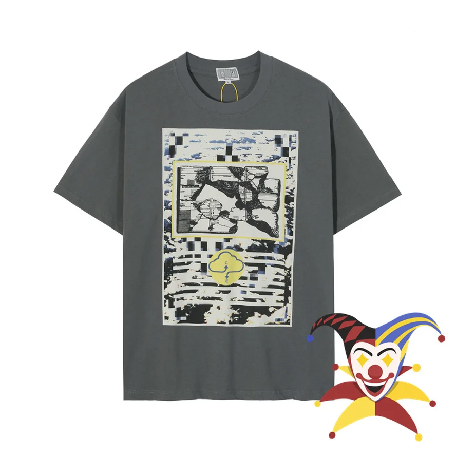 

Футболка серого цвета с геометрическим рисунком Cav Empt для мужчин и женщин, футболка большого размера CAVEMPT C.E, футболки, топы