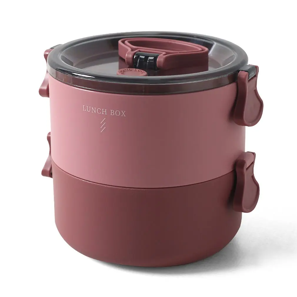 

Двухслойный Ланч-бокс для детей, герметичный контейнер для закусок Bento, пластиковые контейнеры для хранения еды с крышками, посуда