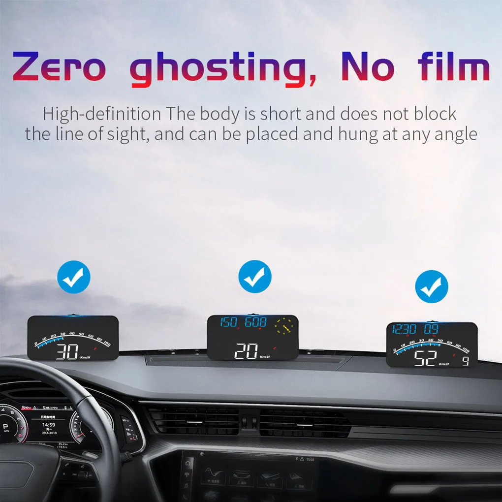 

Car Head Up Display 5 5inch Screen Universal Multifunctional Rectangular USB Power Automotive Vehicle Speedometer