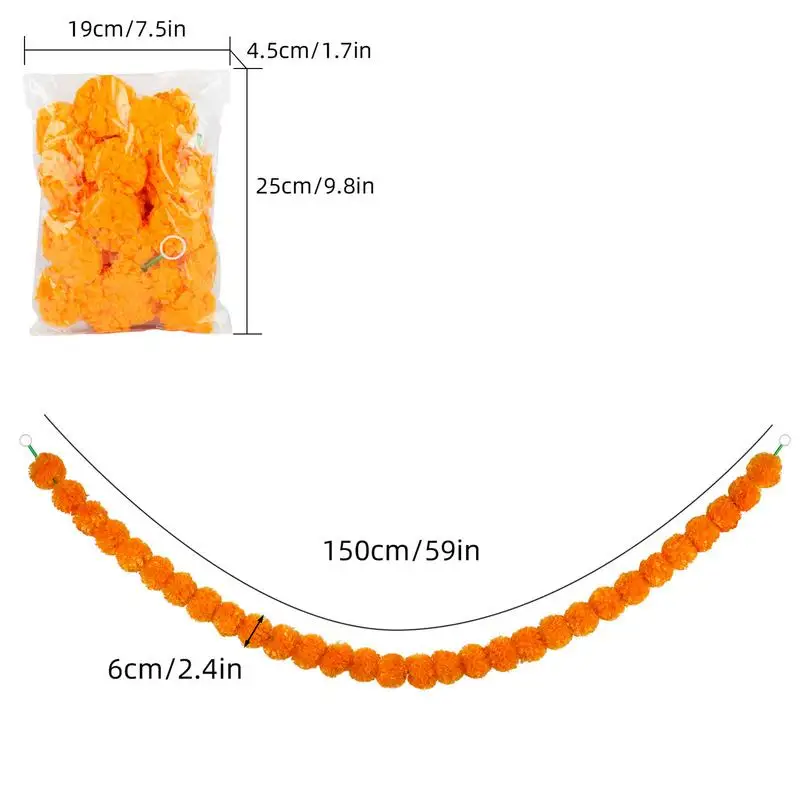 Цветочная гирлянда 5 футов цветы календулы гирлянды Дивали цветочные украшения