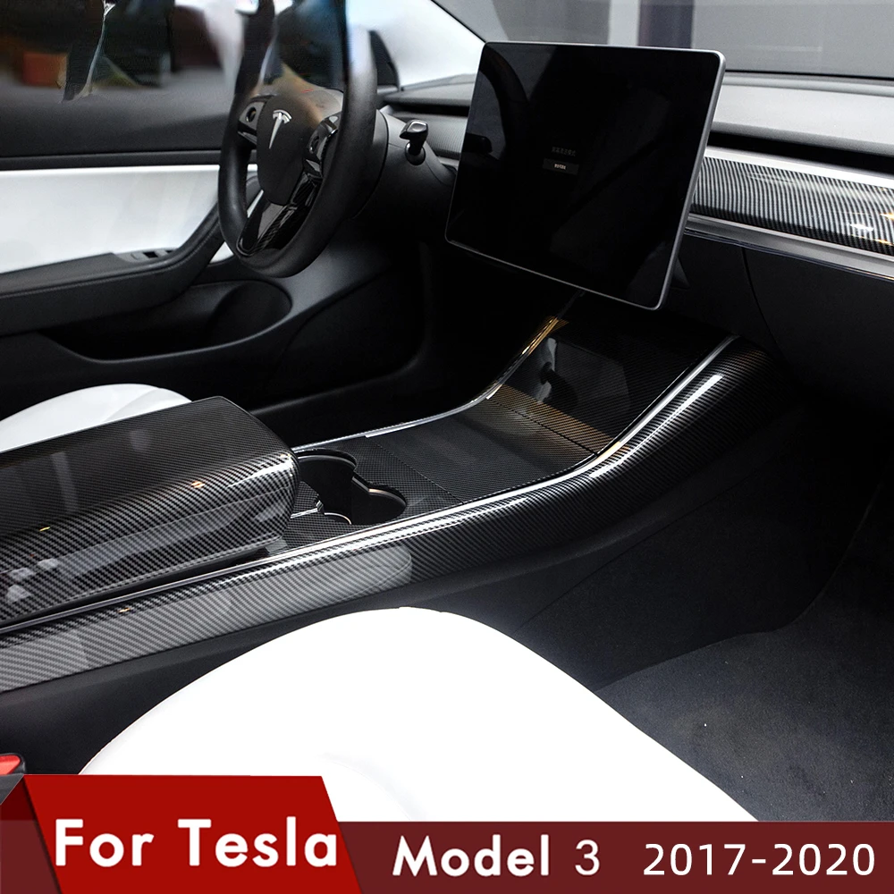 

For Tesla Model 3 2020 Central Control Panel Dashboard Central Armrest Box Carbon Fiber ABS Accessories