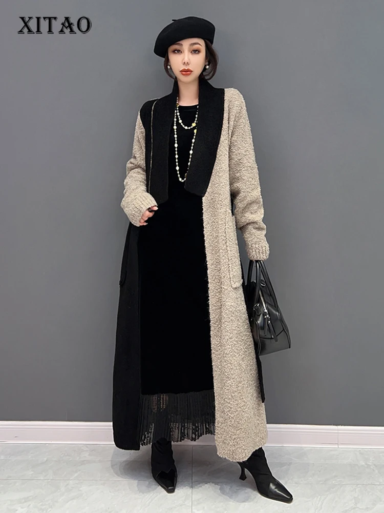 

Женские Повседневные свитера XITAO, корейские свободные свитера с v-образным вырезом и длинными рукавами, зима 2022, новинка ZY8176