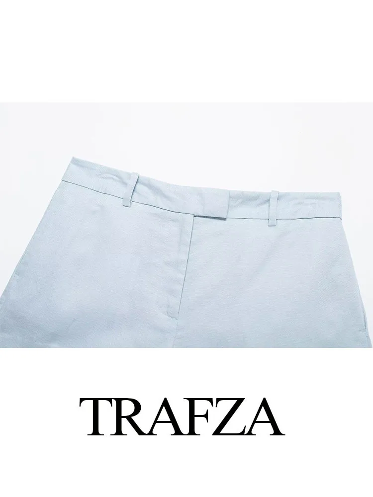 Шорты женские с заниженной талией однотонные льняные смешанные штаны на молнии