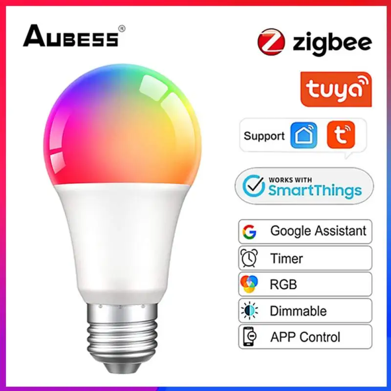 

Zigbee3.0 Smart Light Bulb Tuya Bulb RGBCW 9W Color Changing LED Light E27 Smart Life APP Voice Control Works With Alexa Google
