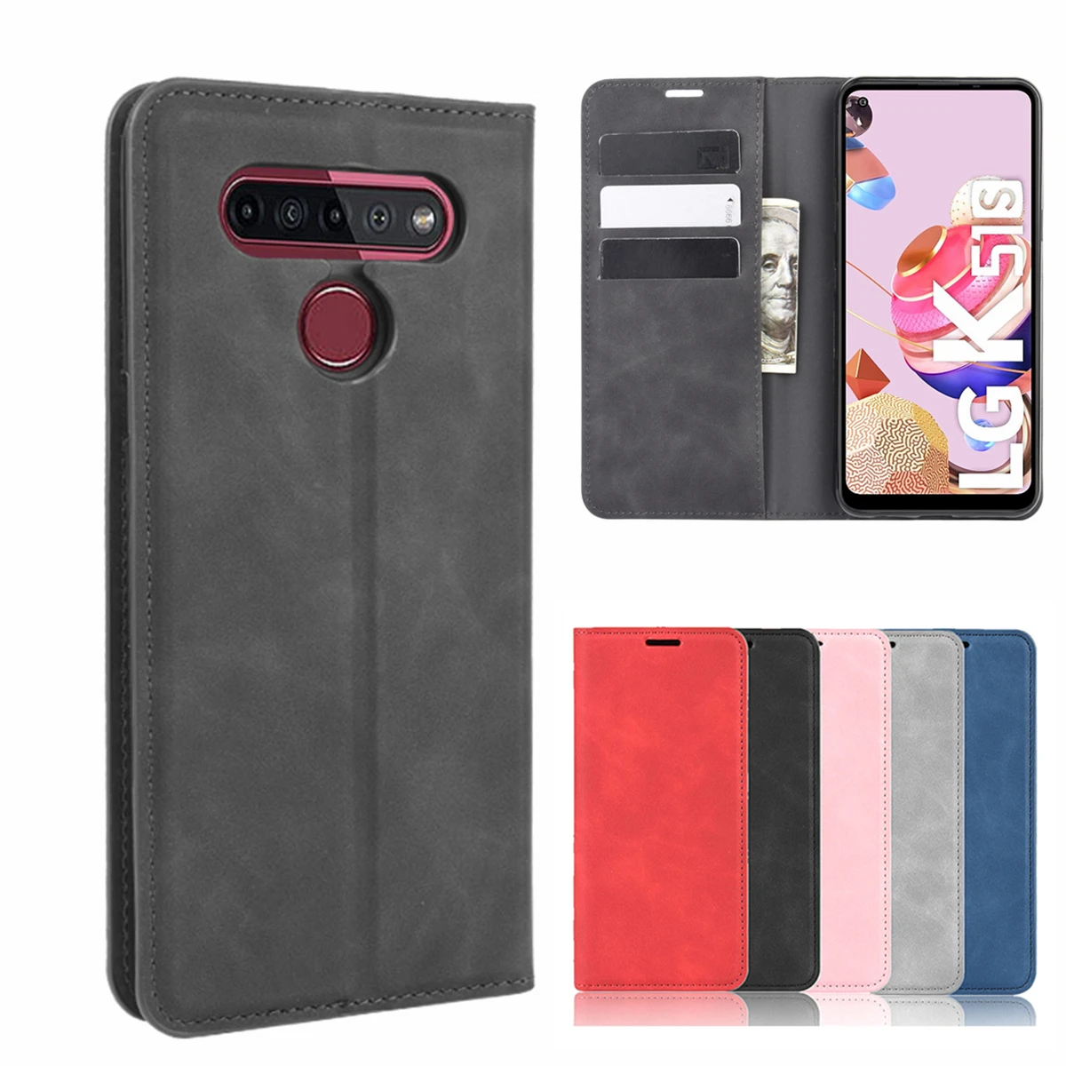 

Магнитный кожаный чехол для LG K51s, ретро Чехол, кошелек, деловые чехлы для телефонов, флип-чехол для LG K51s