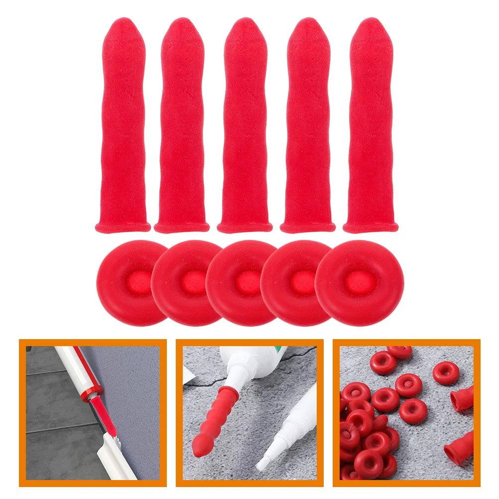 

Glass Plastic Mouth Cover Caulking Caps Tips Saver Tube Covers Set Sealer Reusable