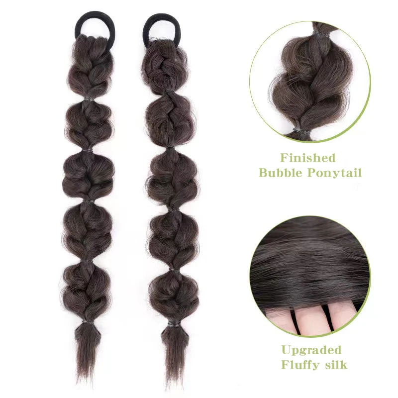 Synthetic Bubble Ponytail High Elastic Hair Side Natural Lantern Braiding Black Hous Tail Hair Extensions for Women