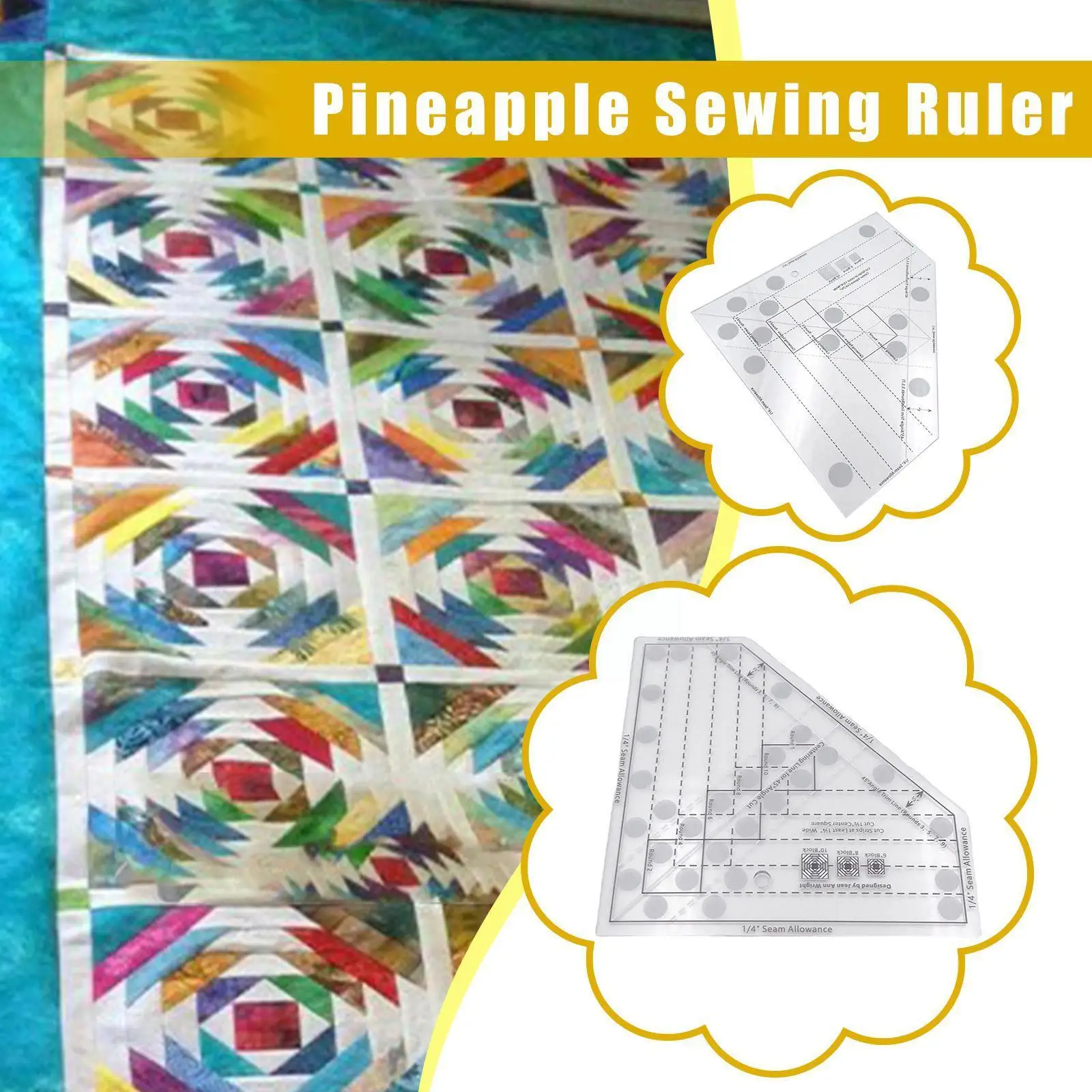 

Креативная сетка, инструмент для отделки ананасов, линейка для шитья и квилтинга D0J7