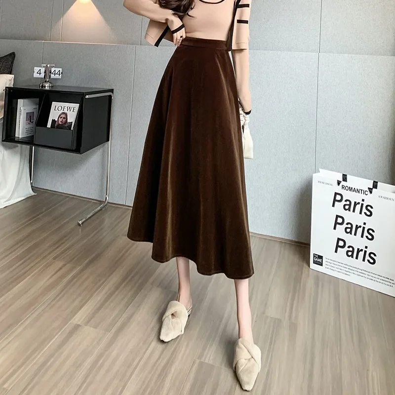 Женская длинная юбка черная плотная Теплая с высокой талией фигуристки