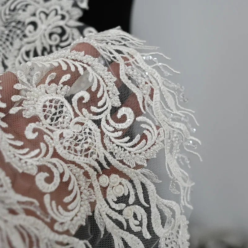 Новые черно-белые сетчатые кружевные аксессуары с вышивкой бисером свадебное