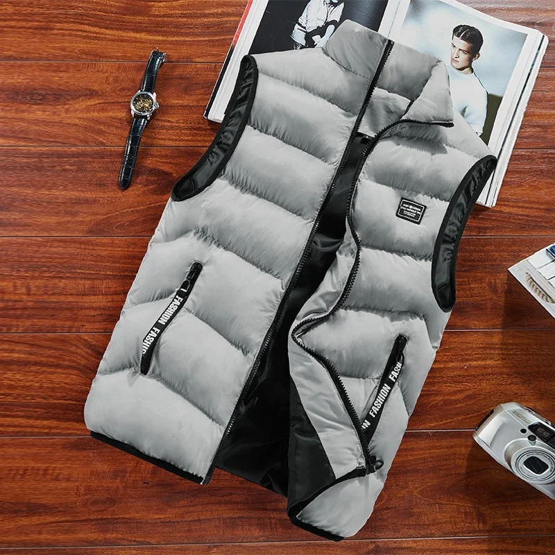 

Новинка 2022, хлопковое осеннее и повседневное Мужское пальто, утепленный модный красивый жилет с большими плечами в Корейском стиле на зиму