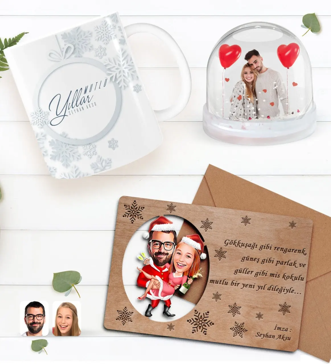 

Персонализированная фотография, Кружка со снежным шаром и на день рождения, кружка и Деревянная Рождественская открытка в ретро стиле, пода...