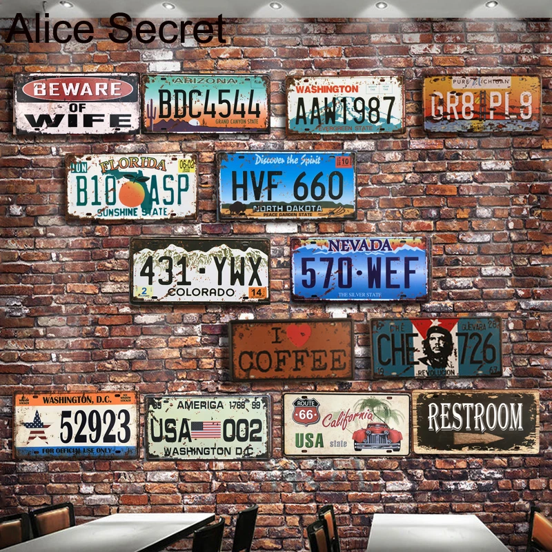 

№ Автомобиля металлический жестяной знак Декор США металлические пластины бар настенный художественный маршрут 66 металлических знаков Ба...