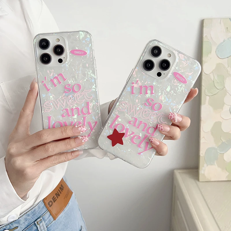 

Colorful Shell Pentagram Phone Case For iPhone 14 13 12 11 Pro XS Max X XR 7 8 Plus Shockproof Back Cover