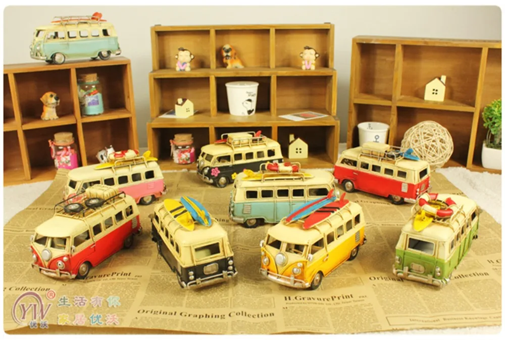 Модель куalitas Tinggi Retro Besi Nostalgia Berkemah Bus Ornamen Rumah Kedai Kopi Hadiah Dekorasi Pernikahan