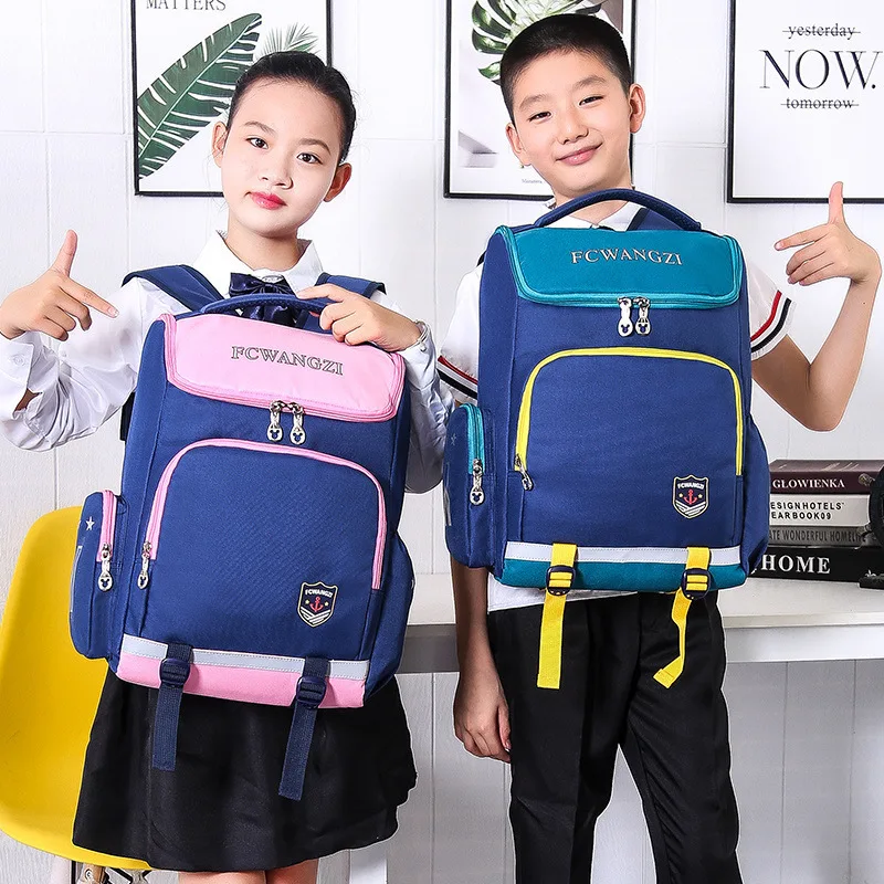 Primary School Students Children Simple Backpacks for Travel New Fashion Panelled Girls Boys High-capacity Schoolbags All-match