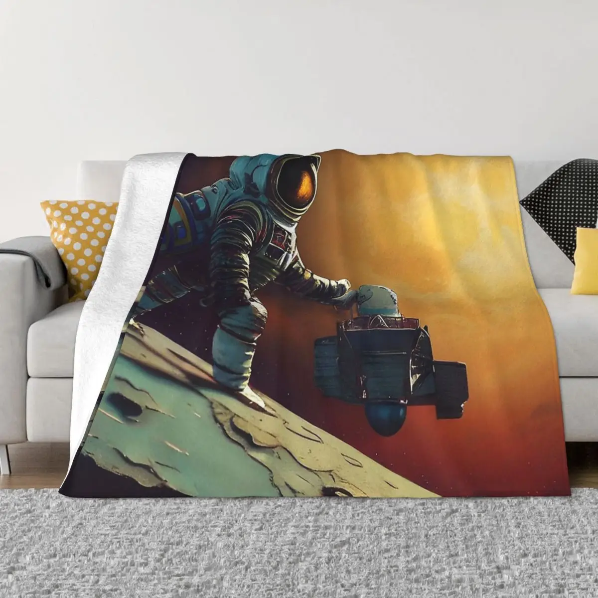 

The Astronauts Space Flight Blanket Flannel Spring Autumn Moon Warm Throws For Winter Bedding