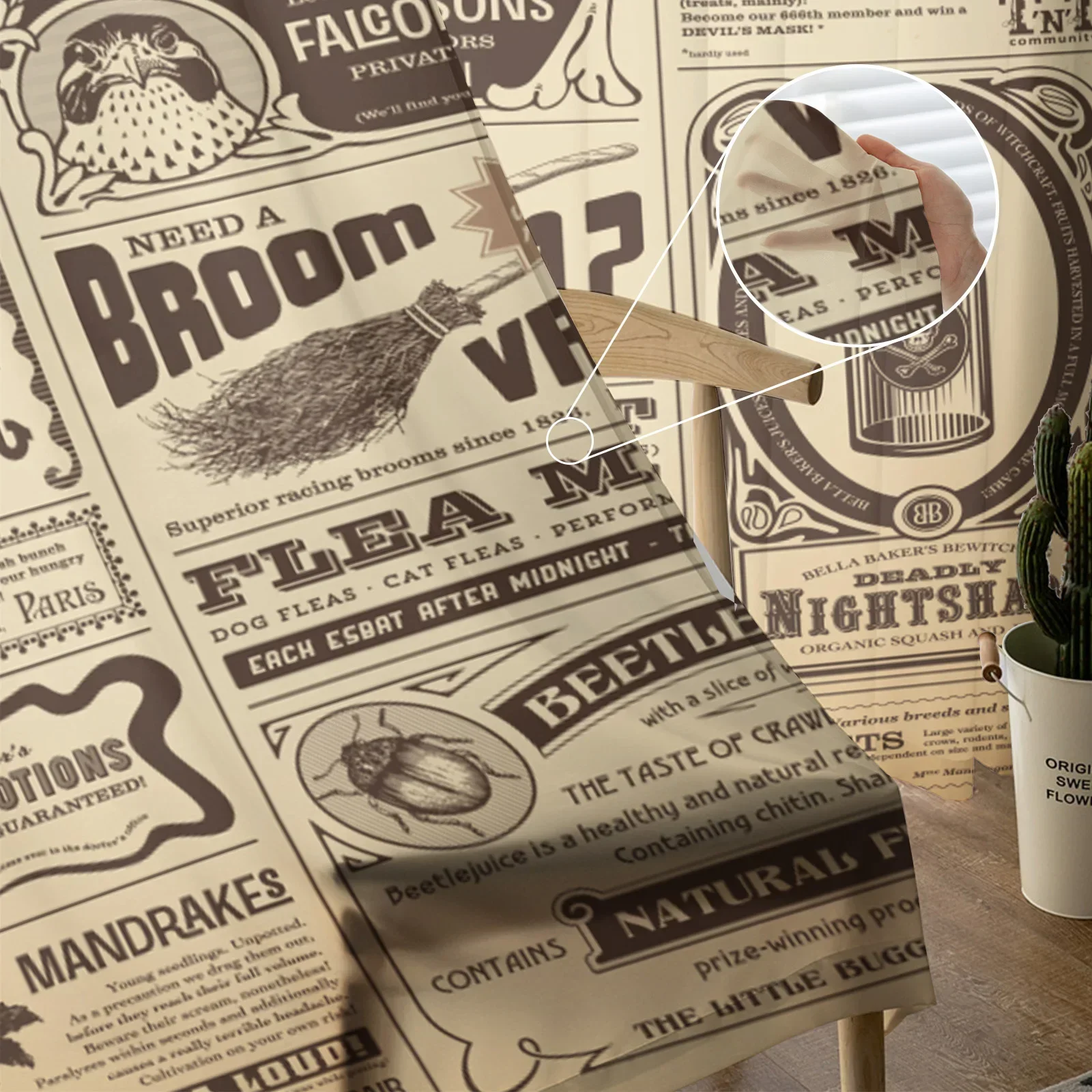 Old Newspaper Festival Halloween Tulle Window Curtains Living Room Organza Sheer Voile Curtain Bedroom Kitchen Home Decor Drape