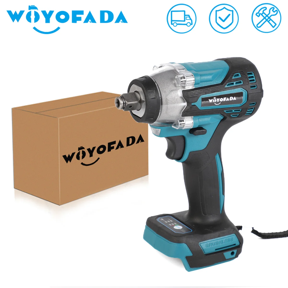 Brushless Electric Impact Wrench Drill Rechargeable 1/2 Socket Wrench Cordless Tools Without Battery For Makita 18v Battery
