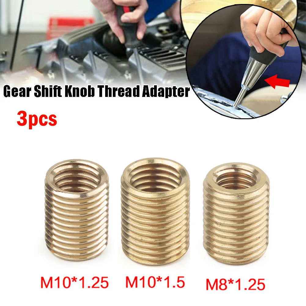 

3 PCS Car Gear Shift Knob Head Thread Adapter Nuts Insert Kit M10x1.25&M10x1.5&M8x1.25 Aluminum Alloy Gold Car Accessories