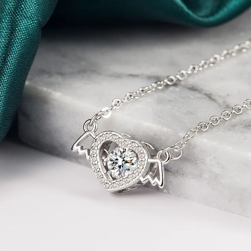 Фото искать на aliexpress чокер бижутерия ожерелье jenshin Модное ожерелье с ангелом, женское ожерелье в форме сердца, перьев, крыльев, роскошное ожерель... №4