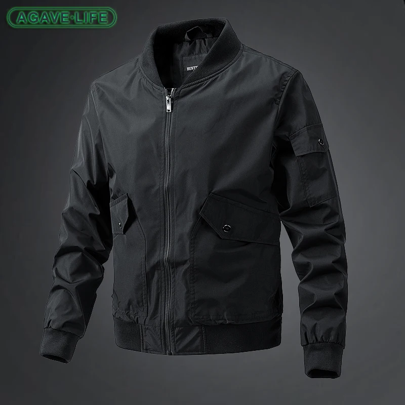 

Men's Thin Jackets Flight Jacket Casual Single-layer Men Coat Spring Autumn Solid Color Outdoor Cargo Top Korean Fashion Clothes
