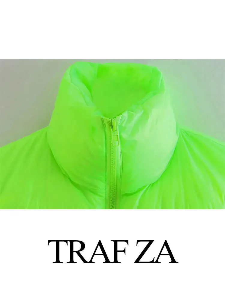TRAF ZA Women's Padded Sleeveless Solid Simple Multicolor Coat Zipper Fashion New Commuter All-match Winter Short Tops Ladies