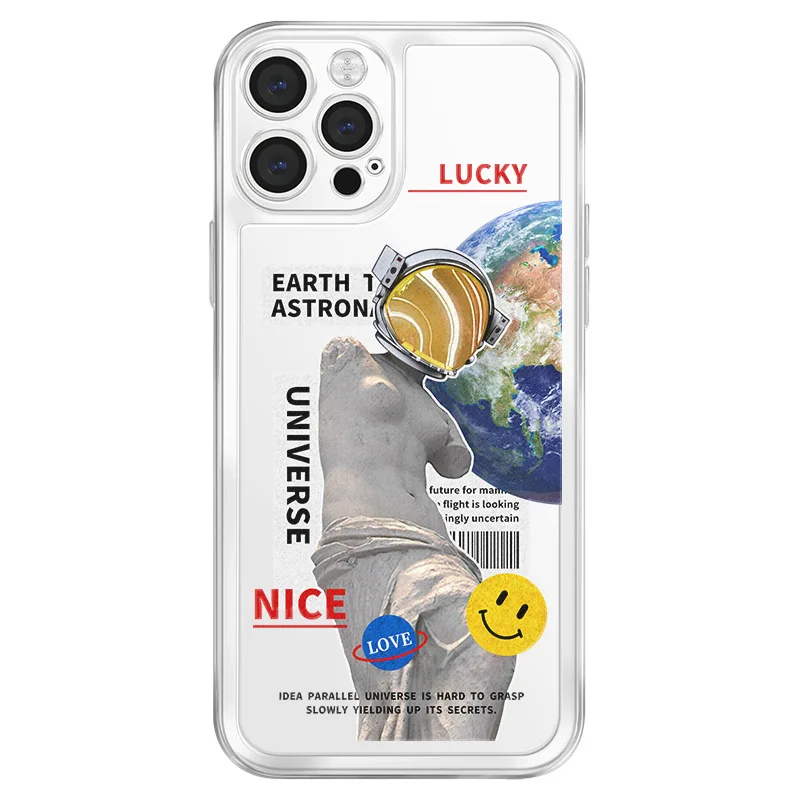 

Fashion Cosmic Statue Outer Space Suitable for Apple 14pro Mobile Phone Shell Iphone12/13Pro Photo Frame Shell Xr Creative Xsmax